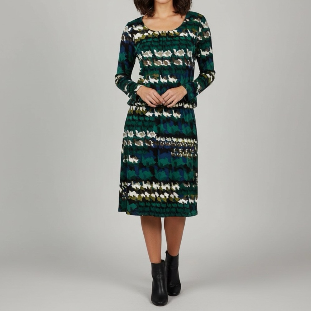 TIANA B. Geo Print Long Sleeve Knit Dress Size 16